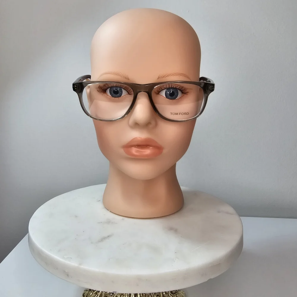 TOM FORD 53 mm Women's crystal‎ gray round eyeglasses frames